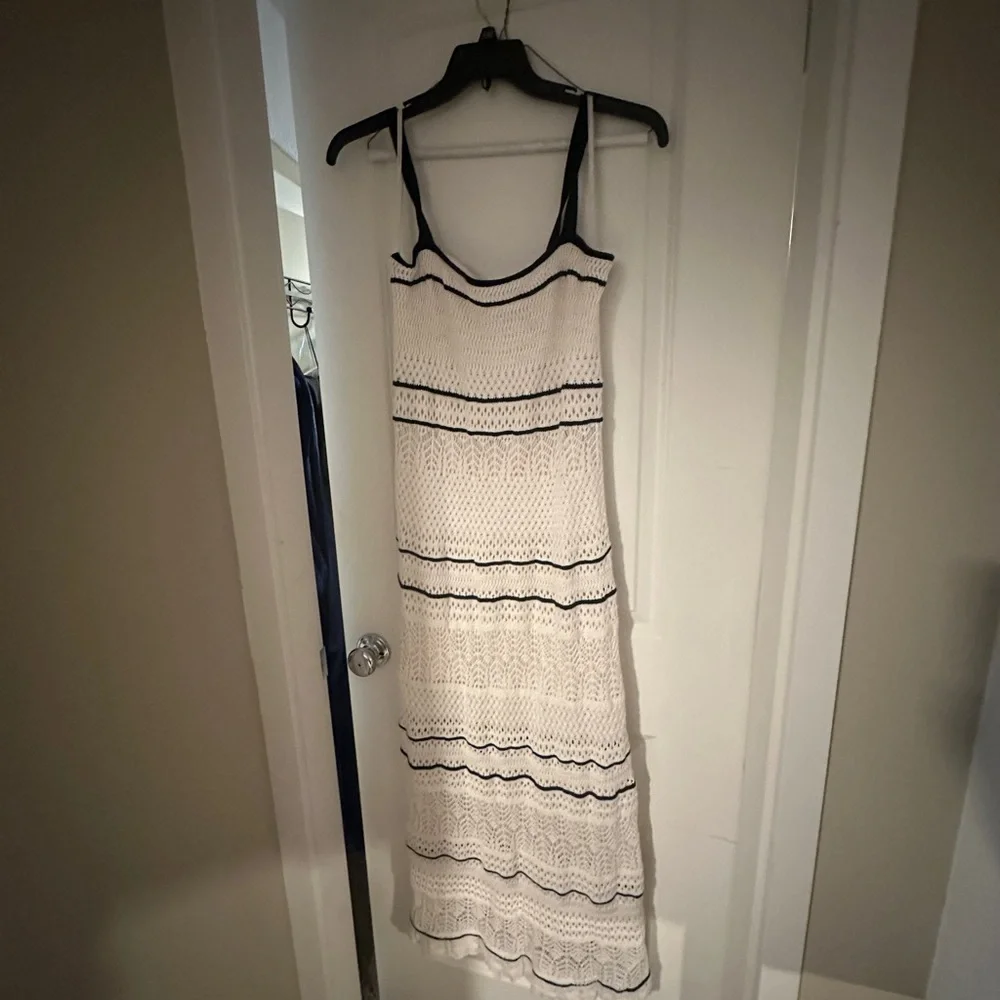 Abercrombie & Fitch Cream and Black Crochet Maxi Dress